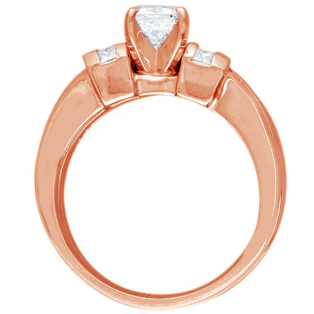 Radiant Bridal Set with Channel Set Princess Cut Side Diamonds